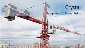  Presentation with crane - Amazing presentation design having buildings construction tower crane site backdrop and a light blue colored foreground