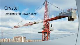  Presentation with construction site construction - Colorful presentation theme enhanced with buildings construction tower crane site backdrop and a  colored foreground