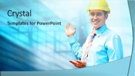  Presentation with architect - Slide set with buildings designer - young architect wearing a protective background and a arctic colored foreground