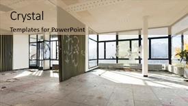  Presentation with abandoned - Presentation theme featuring buildings failures - abandoned building empty room background and a coral colored foreground