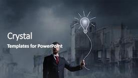  Presentation with financial - Presentation theme enhanced with buildings failures - businessman business office and financial background and a  colored foreground