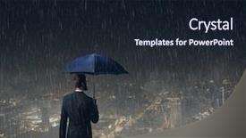  Presentation with failure - Amazing slides having buildings failures - businessman with umbrella standing backdrop and a  colored foreground