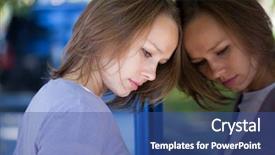  Presentation with woman sad - Audience pleasing presentation theme consisting of buildings failures - portrait of mid adult sad backdrop and a ocean colored foreground