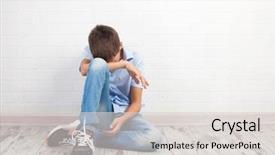  Presentation with grief - Presentation theme with buildings failures - sad teenager problems at school background and a light gray colored foreground