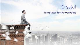  Presentation with neon edge - Colorful PPT theme enhanced with buildings failures - young handsome businessman sitting backdrop and a  colored foreground