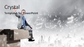  Presentation with neon edge - Amazing presentation having buildings failures - young handsome businessman sitting backdrop and a light gray colored foreground