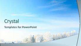  Presentation with winter blue - Presentation theme enhanced with buildings in a village at sunny winter day with blue sky background and a cool aqua colored foreground