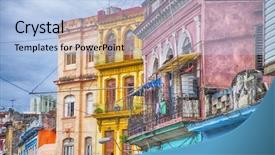  Presentation with old buildings - PPT layouts having buildings in old havana cuba background and a light blue colored foreground