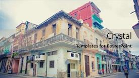  Presentation with old buildings - Slide deck having buildings in old havana street background and a  colored foreground