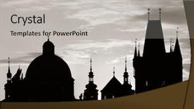  Presentation with historical buildings - Slides with buildings in prague czech republic background and a light gray colored foreground