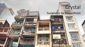  Presentation with vietnam - Presentation design having buildings in saigon vietnam background and a light gray colored foreground