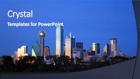  Presentation with texas - Beautiful presentation theme featuring buildings in the dallas texas backdrop and a cobalt blue colored foreground