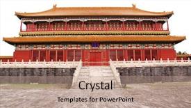  Presentation with forbidden city - PPT theme with buildings in the forbidden background and a coral colored foreground