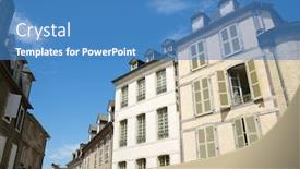  Presentation with old buildings - Cool new slide set with buildings-in-the-old-town backdrop and a teal colored foreground