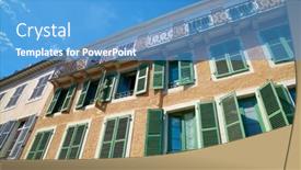  Presentation with old buildings - Presentation design enhanced with buildings-in-the-old-town background and a teal colored foreground