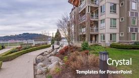  Presentation with apartment buildings - Colorful presentation design enhanced with buildings in vancouver british columbia backdrop and a  colored foreground