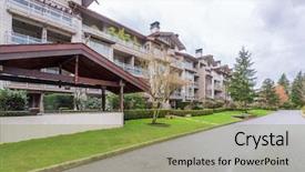  Presentation with apartment buildings - Colorful PPT theme enhanced with buildings in vancouver british columbia backdrop and a  colored foreground