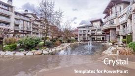  Presentation with apartment buildings - Presentation design with buildings in vancouver british columbia background and a coral colored foreground