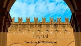  Presentation with buildings - Cool new slide deck with buildings-of-cavour-square backdrop and a gold colored foreground