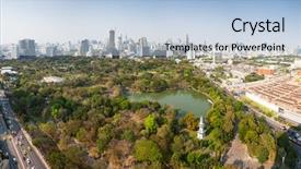  Presentation with city buildings - Amazing presentation theme having buildings panorama downtown of bangkok backdrop and a light blue colored foreground
