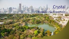  Presentation with academic buildings - Amazing presentation design having buildings panorama downtown of bangkok backdrop and a sky blue colored foreground
