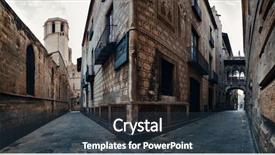  Presentation with gothic - Colorful presentation theme enhanced with buildings panorama in gothic quarter backdrop and a tawny brown colored foreground