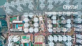  Presentation with global transportation - Slide deck with buildings transportation energy power infrastructure background and a seafoam green colored foreground