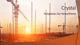  Presentation with tall buildings - Amazing PPT theme having buildings under construction with sunset backdrop and a cream colored foreground
