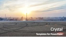  Presentation with concrete roads - Audience pleasing PPT layouts consisting of buildings with empty concrete backdrop and a dark gray colored foreground