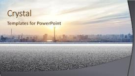  Presentation with buildings - Slide set featuring buildings with empty road background and a cream colored foreground