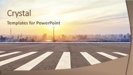  Presentation with city buildings - Presentation design consisting of buildings with empty road background and a cream colored foreground