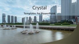  Presentation with city buildings - Audience pleasing PPT layouts consisting of buildings with fountains in water backdrop and a light blue colored foreground
