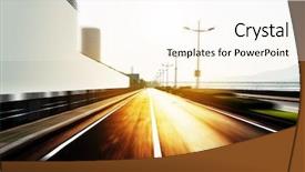  Presentation with empty road motion blur - Theme with buildings with huge billboard background and a  colored foreground