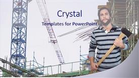 Presentation with composite construction - Presentation design having builidng - digital composite of hipster holding background and a  colored foreground