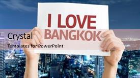  Presentation with love and care - Theme featuring builidng - i love bangkok card background and a  colored foreground