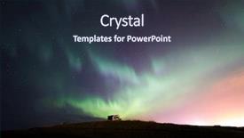  Presentation with aurora borealis - PPT theme with builidng - northern light aurora borealis background and a tawny brown colored foreground