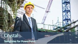  Presentation with hands holding be brave word - Theme consisting of builidng - portrait of smiling architect holding background and a ocean colored foreground