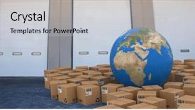  Presentation with data protection globe - PPT theme having builing - 3d image of globe amidst background and a lemonade colored foreground