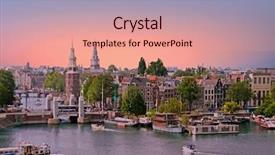  Presentation with city development strategy - Theme having builing - city scenic from amsterdam background and a  colored foreground