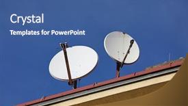  Presentation with satellite - Colorful slide deck enhanced with builing - parabola satellite receivers backdrop and a ocean colored foreground