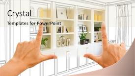  Presentation with custom - Beautiful slide set featuring built-in shelves and cabinet backdrop and a lemonade colored foreground