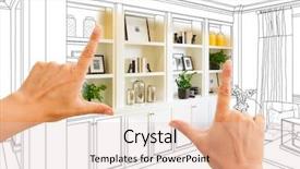  Presentation with custom - Audience pleasing presentation design consisting of built-in shelves and cabinet backdrop and a lemonade colored foreground