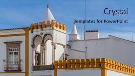  Presentation with veranda - Audience pleasing theme consisting of built in the gothic renaissance backdrop and a teal colored foreground