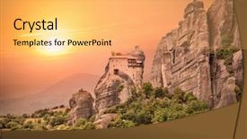  Presentation with monastery - Audience pleasing slides consisting of godunique - holy monastery of saint nicholas backdrop and a yellow colored foreground