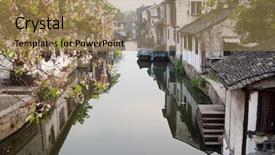  Presentation with water river - PPT theme having built several hundred years ago background and a coral colored foreground