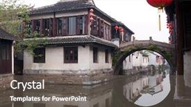  Presentation with water river - Audience pleasing slides consisting of built several hundred years ago backdrop and a gray colored foreground