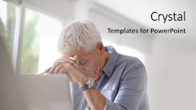  Presentation with front office - Colorful presentation enhanced with buirnout - senior man in office being backdrop and a light gray colored foreground