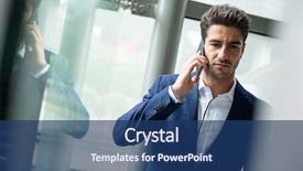  Presentation with tall building art - Cool new presentation theme with buisness - businessman talk to cellphone inside backdrop and a ocean colored foreground