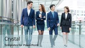  Presentation with people talking - PPT layouts consisting of buisness - group of business people talking background and a light blue colored foreground