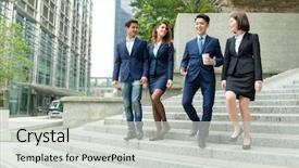  Presentation with group of people silhouettes walking - Amazing presentation having buisness - group of business people walking backdrop and a light gray colored foreground